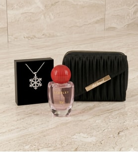 Kişiye Özel Kadın Cüzdan & Rebul Scarlet EDP 50 ml & Kar Tanesi Kolye Hediye Seti