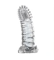 4 cm Uzatmalı Eğik Titreşimli Şeffaf Penis Kılıfı