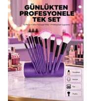 Fondöten, Allık ve Far Uygulamalarına Uygun 12 Parça Makyaj Fırça Takımı Ergonomik Saplı