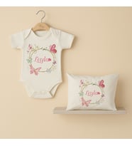 Pia Baby Premium %100 Pamuk İsme Özel Organik Baskılı Çıtçıtlı Bebek Body Ve Yastık Kılıfı 5070-19 (Ekru)