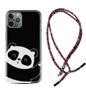 Apple iPhone 11 12 13 14 Pro Max Kılıf Boyun Asklı Rasta Silikon Bay Bay Panda 1784