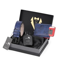 Polo Air Erkek Damat Bohçası Kutulu 4'lü Günlük Şık Set Kemer, Cüzdan, Kartlık, Parfüm P-DMT-0008 (Lacivert)
