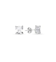925 Ayar 6mm Kare Form Zirkon Tektaş Küpe (Gümüş)