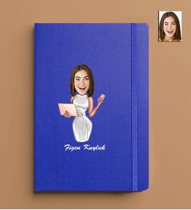 Kişiye Özel Kadın Model 13x21 Mavi Defter-44