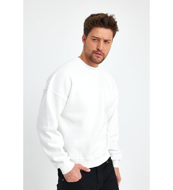 Beyaz Sweatshirt, Oversize Sweatshirt, Erkek Sweatshirt