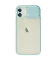 Apple İphone 12 Kılıf Palm Buzlu Kamera Sürgülü Silikon - Turkuaz
