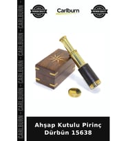 Özel Üretim Dekoratif Hediyelik Koleksiyon Nostaljik Aksesuar Ahşap Kutulu Pirinç Dürbün 15638
