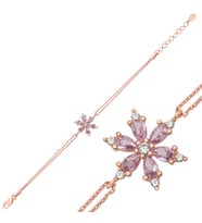 Gümüş Rose Lila Lotus Çiçeği Kadın Bileklik