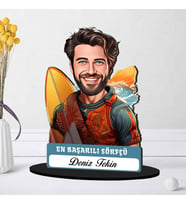 Kişiye Özel Erkek Sörfçüye Hediye Karikatürlü Biblo