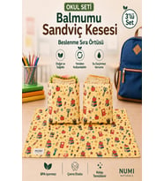 Okul Seti – Sıra Beslenme Örtüsü & 2’li Balmumlu Sandviç Kesesi