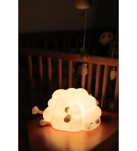 Dekoratif Çocuk Bebek Odası Dokunmatik 3 Kademeli Şarjlı Led Gece Lambası Silikon Ped Kuzu (Sarı)