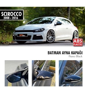 Volkswagen Scirocco Uyumlu 2008 Sonrası Batman Yarasa Ayna Kapağı (Parlak Siyah)