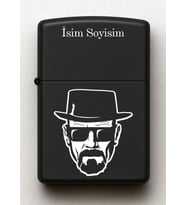 Breaking Bad Heisenberg Desenli Kişiye Özel İsimli Siyah Benzinli Metal Çakmak