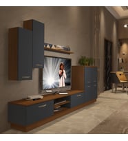 Decoraktiv Eko 6B Mdf Dvd Tv Ünitesi Tv Sehpası - Ceviz Antrasit (Antrasit - Ceviz)