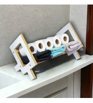 Masaüstü Kitaplık Ahşap Kitap Rafı Banyo Havlu Çok Amaçlı Organizer Düzenleyici (Beyaz)