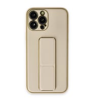 Apple İphone 13 Pro Kılıf Coco Deri Standlı Kapak - Gold
