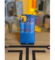 iPhone 11 Uyumlu Piksel Desenli ve Deri Detaylı Premium Stil Kılıf (Mavi)