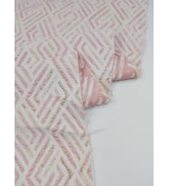 GEOMETRİK DESEN BROKAR KUMAŞ (Pembe)