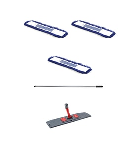 Orlon Mavi Statik Toz Mop Takımı Seti - 60 Cm. - 3 Adet Mop + Mop Tutucu + Sap - 1 Takım