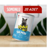 King Sos İçerisinde Et Parçacıklı Somonlu Kedi Konservesi 400 Gr*20 ADET