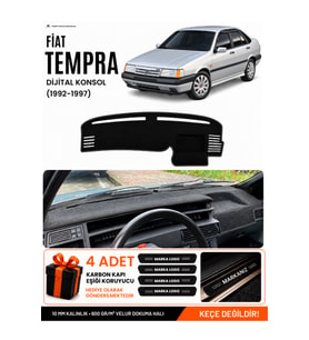 FIAT TEMPRA (1992-1997) DİJİTAL KONSOL Uyumlu Torpido Örtüsü Torpido Kılıfı - Siyah