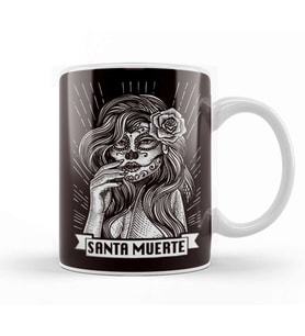 Santa Muerte Female Deity Satanic Mexican Dead Sugar Skull Kupa Bardak Porselen