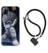 INFINIX Smart 4 5 6 Zero 8 S5 Pro Kılıf Boyun Askılı Silikon Astronot ve Dünya 1759