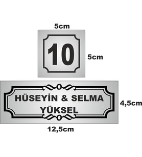 Kapı İsimliği Klasik Ev Dış Kapı İsimliği Çelik Kapı İsimliği Gümüş 02