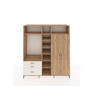 Kronos Dolap 10 Raflı 3 Çekmeceli 2 Askılı 220x59x243 Çam-Çam/Aytaşı