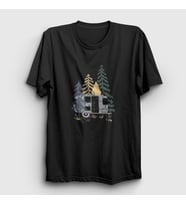 Presmono Unisex Siyah Caravan Camper Kamp T-Shirt 370553tt