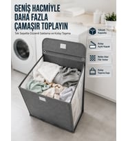 Lexroo Modern Tasarımlı Duvara Monte Kirli Çamaşır Sepeti Pratik Saklama Çözümü