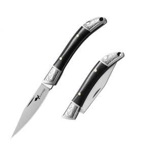 Valkyrie Mini Çelik İşlemeli Katlanır Outdoor Cep Bıçağı – Şık Tasarım, Taşıması Kolay Ahşap Siyah