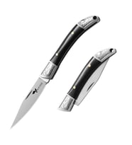 Valkyrie Mini Çelik İşlemeli Katlanır Outdoor Cep Bıçağı – Şık Tasarım, Taşıması Kolay Ahşap Siyah