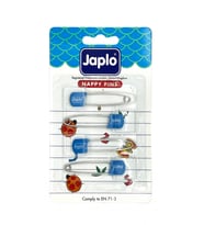 Japlo Emniyetli Çengelli Bebek İğnesi 4'lü - Mavi (Çok Renkli)
