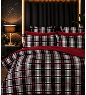 More Home Çift Kişilik Nevresim Takımı Lastikli Çarşaflı Motif Desen Bordo