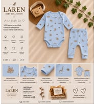 Laren Baby %100 Pamuk Safari Desenli 2’li Bebek Zıbın Takımı