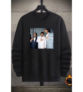 Unisex Müslüm Bisiklet Yaka Sweatshirt (Siyah)
