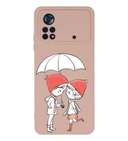 Xiaomi Poco X4 Pro Uyumlu Lansman Kılıf Aşk Tasarımlı İçi Kadife Kapak-Pudra (Şeffaf)