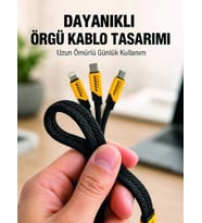 USB 3'ü 1 Arada Şarj Kablosu 240W PD Destekli Çoklu Şarj Kablosu