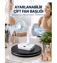Ayarlanabilir Hızlı Çift Başlıklı Masaüstü Fan – Gece Lambalı Serinletici