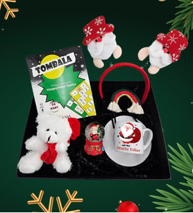 Yılbaşına Özel Kahve Fincanı & Yılbaşı Kar Küresi & Yılbaşı Ayıcık Anahtarlık & Tombala & Yılbaşı Tacı & Mıknatıslı Gökkuşağı Dolap Süsü Hediye Seti