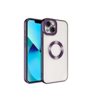 Apple iPhone 14 Uyumlu Kılıf Kamera Korumalı Logo Gösteren Zore Omega Kapak (Koyu Mor)