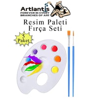 Resim Paleti ve Resim Fırça Seti 5 Paket Ressam Paleti Boyama Fırçası Akrilik Boya Guaj Boya Suluboya (Beyaz)