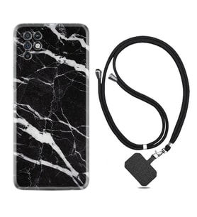 INFINIX Note 11 Pro Note 10 Hot 9 Play Kılıf Boyun Askılı Silikon Siyah Şerit Mermer 1318