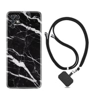 INFINIX Note 11 Pro Note 10 Hot 9 Play Kılıf Boyun Askılı Silikon Siyah Şerit Mermer 1318