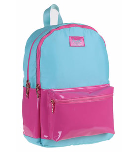 Kaukko Leather Turkuaz-Pembe Okul ve Günlük Sırt Çantası - Rugan
