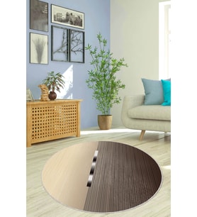 Bej Kaymaz Tabanlı Modern Yuvarlak Halı AR1403 - 100 x 100 cm