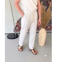 Yıkamalı Keten Baggy Pantolon