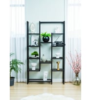 DEKORATİF SİYAH METAL KİTAPLIK 12 RAFLI ÜNİTE ÇOK AMAÇLI STAND SALON VE ÇALIŞMA ODASI DÜZENLEYİCİ