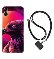 Samsung Galaxy A04E Kılıf Silikon Boyun Askılı İpli Desenli Silikon Red Eagle 1752